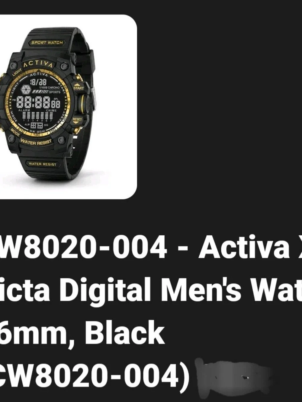 Activa By Invicta  Mens Digital Sport Watch in Black and Gold